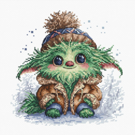 079 - Borduurpakket Ava Stitch - Green Little Monster - Klein groen Monster