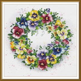 CP2258 Borduurpakket Nova Sloboda - Spring Wreath - Lentekrans - (bewerkte achtergrond-14 count)