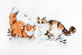 Borduurpakket LETI 8813 Winter Kitties (winter katjes)