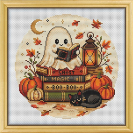 Borduurpakket Awesome Pattern Studio - Ghost Reading Book - Lezend Spookje