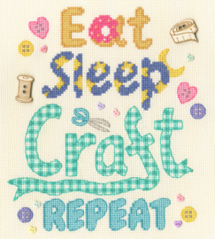 Borduurpakket - Eat, Sleep, Craft, Repeat - Bothy Threads