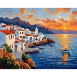 VA925 - Diamond Painting - Canvas op houten frame - Griekenland (2) - 30 x 40 cm