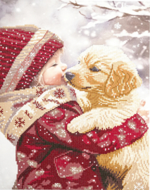 480-992 Puppy Love - Diamond Painting op houten frame - Letistitch (Limited Edition)