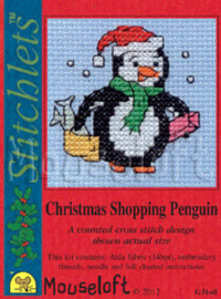 Borduurpakketje MOUSELOFT - Christmas Shopping Penguin
