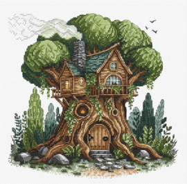023 - Borduurpakket Ava Stitch - Tree House - Boomhuis