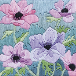 PLATSTEEK PAKKET LONG STITCH - PURPLE ANEMONES - DWD