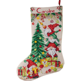 Borduurpakket Vervaco - Christmas stocking kit Kerstfeest met kabouters - PN-244922