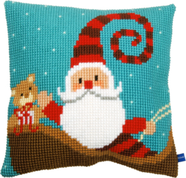 Kerst Kruissteek kussen Happy Santa 40 x 40 cm