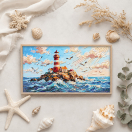 989 - KRALEN BORDUURPAKKET - Lighthouse Above the Waves - Vuurtoren boven de Golven
