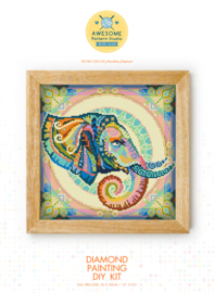 Diamond painting MANDALA Dieren OLIFANT (HOOFD)