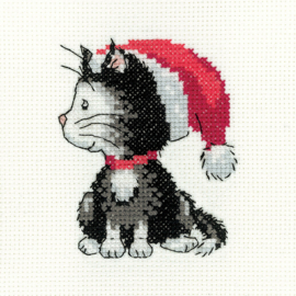 BORDUURPAKKET SILVER TABBY CHRISTMAS KITTEN - HERITAGE CRAFTS