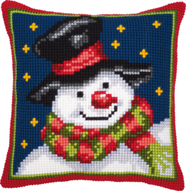 Kerst Kruissteek kussen Snowman 40 x 40 cm