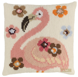 Borduurpakket - wandhanger/ kussen flamingo