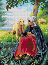 3620 - after Georges Francois Paul Laugee - Shepherdess and Sheep -  ORCHIDEA 30 x 40 (STRAMIEN)