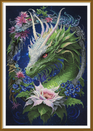 CP3404 Borduurpakket Nova Sloboda - Flower dragon - Bloemen Draak (bewerkte achtergrond)