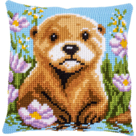 Kruissteek kussen Otter 40 x 40 cm