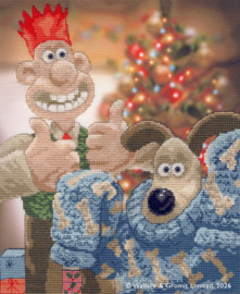 Borduurpakket Wallace & Gromit - Happy Holidays Old Pooch! - Bothy Threads