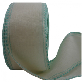 Borduurband 10 cm gebroken wit met mind rand, 10 draads, per meter, 100% linnen