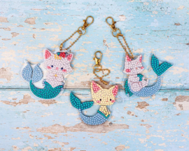481-494 Mermaid Cats - DIY Hanging Acrylic Charm Chains Kit (Kit of 6)