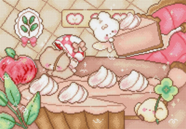 Borduurpakket LETI L10-013 - Pumpkin Pie Chase - Pompoentaart Achtervolging - Letistitch