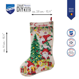 Borduurpakket Vervaco - Christmas stocking kit Kerstfeest met kabouters - PN-244922
