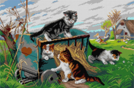 3639 - Kittens playing on a cart - ORCHIDEA 40 x 60 - (STRAMIEN)