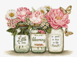 BA7065 Borduurpakket Luca-S - Little by Little Blooming - Langzaam maar zeker in Bloei (WEEFSTOF)