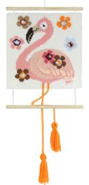 Borduurpakket - wandhanger/ kussen flamingo
