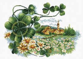 VOORBEDRUKT BORDUURPAKKET SCENERY CLOVER - NEEDLEART WORLD