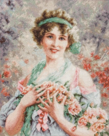 553 THE GIRL WITH ROSES (petit point)