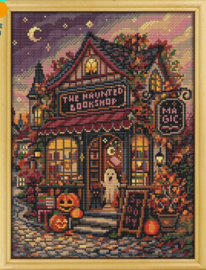 Borduurpakket Awesome Pattern Studio - Haunted Bookshop - Spook Boekenshop (full)