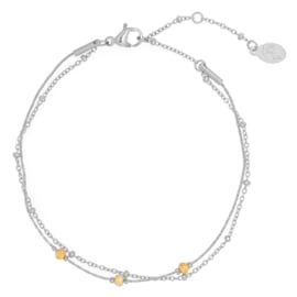 Armbandje Double Beads Line - Zilver
