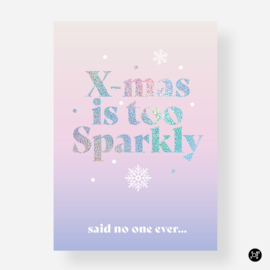 Kerstkaarten glitterfolie set - voordeelset van 4 stuks!