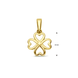 14 karaat gouden hanger klavertje 16 mm