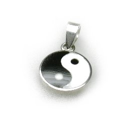 zilveren yin en yang teken klein zwart wit