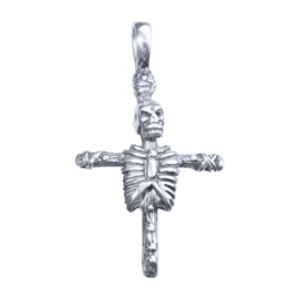 Zilveren kruis met skelet