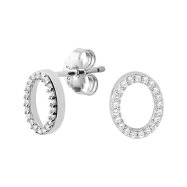 ovale oorbel zilver met zirconia