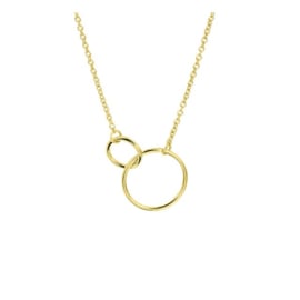 Trendy geelgoud op 925 zilveren anker collier  met open cirkels