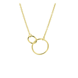 Trendy geelgoud op 925 zilveren anker collier  met open cirkels