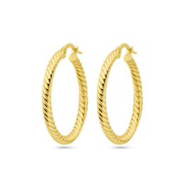 14k Geelgouden Oorringen – Gedraaide Buis, 3mm.