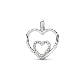 Zilveren Hart hanger met ziconia