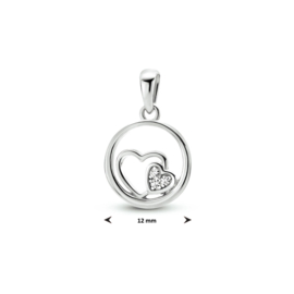 Zilveren hanger hartjes met zirconia