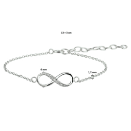 Gerhodineerd zilveren armband met infinity teken en zirkonia