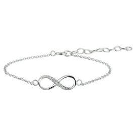 Gerhodineerd zilveren armband met infinity teken en zirkonia