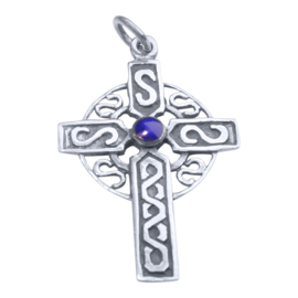 Echt zilveren kruis met lapis
