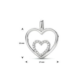 Zilveren Hart hanger met ziconia