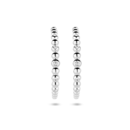 Zilveren stekers bolletjes met zirconia