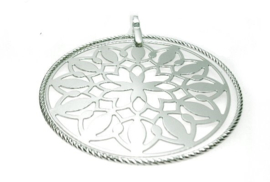 Grote zilveren  Mandala hanger