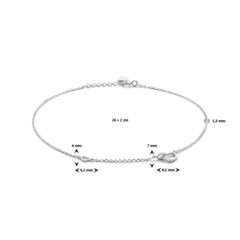 Zilveren enkelband met hartjes