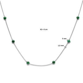 Zilveren collier met malachiet